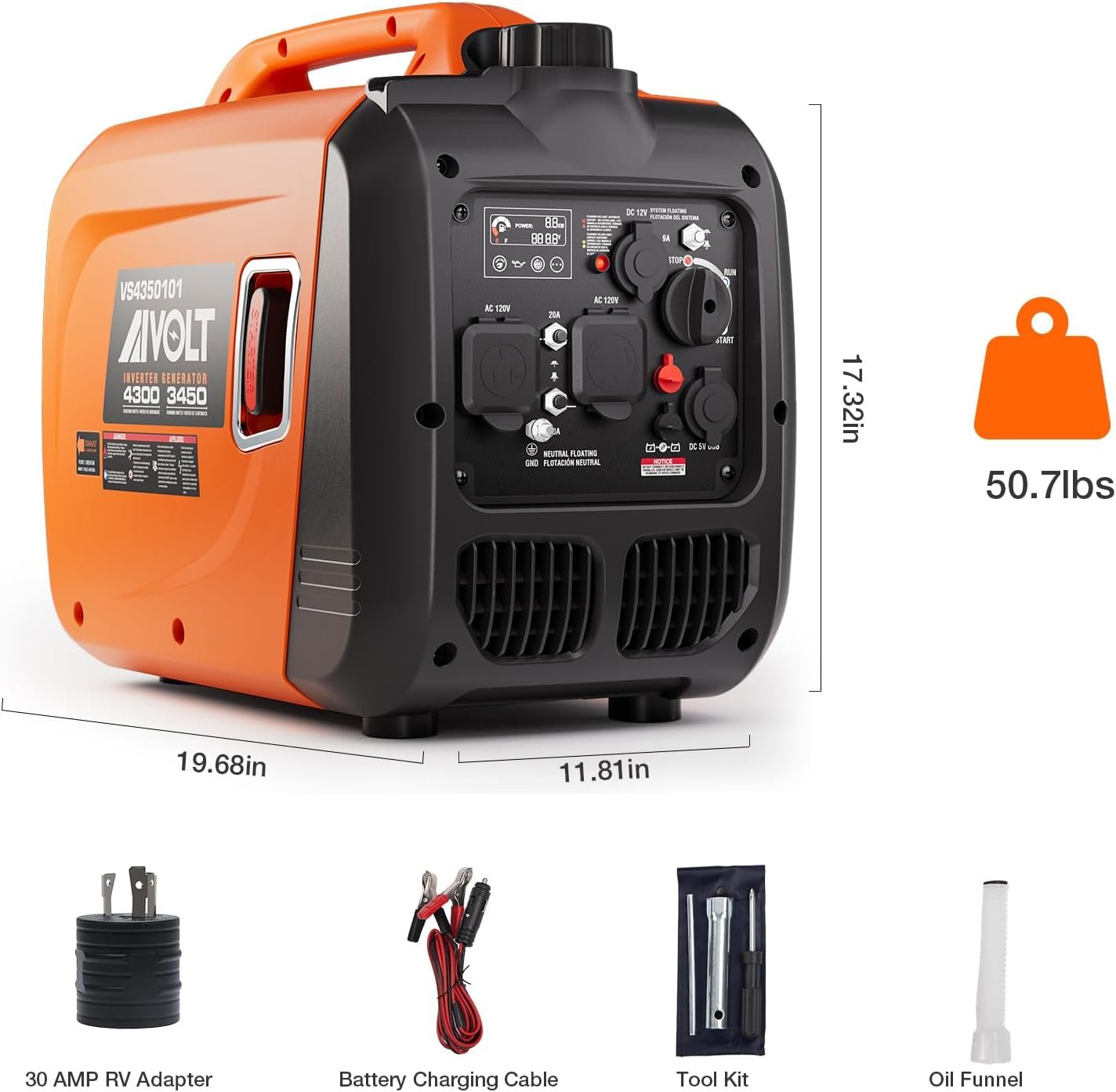 AIVOLT 8000W Dual Fuel Portable Inverter Generator Gas Propane Electric Start 50 State Approved