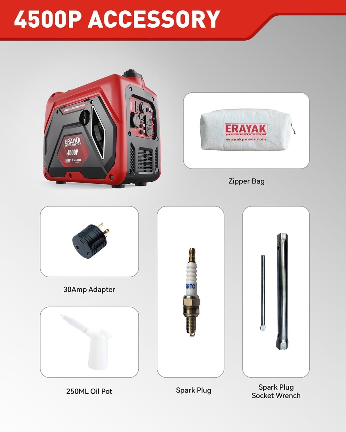 ERAYAK 4500W Dual Fuel Portable Inverter Generator Gas Propane RV Ready CO Sensor