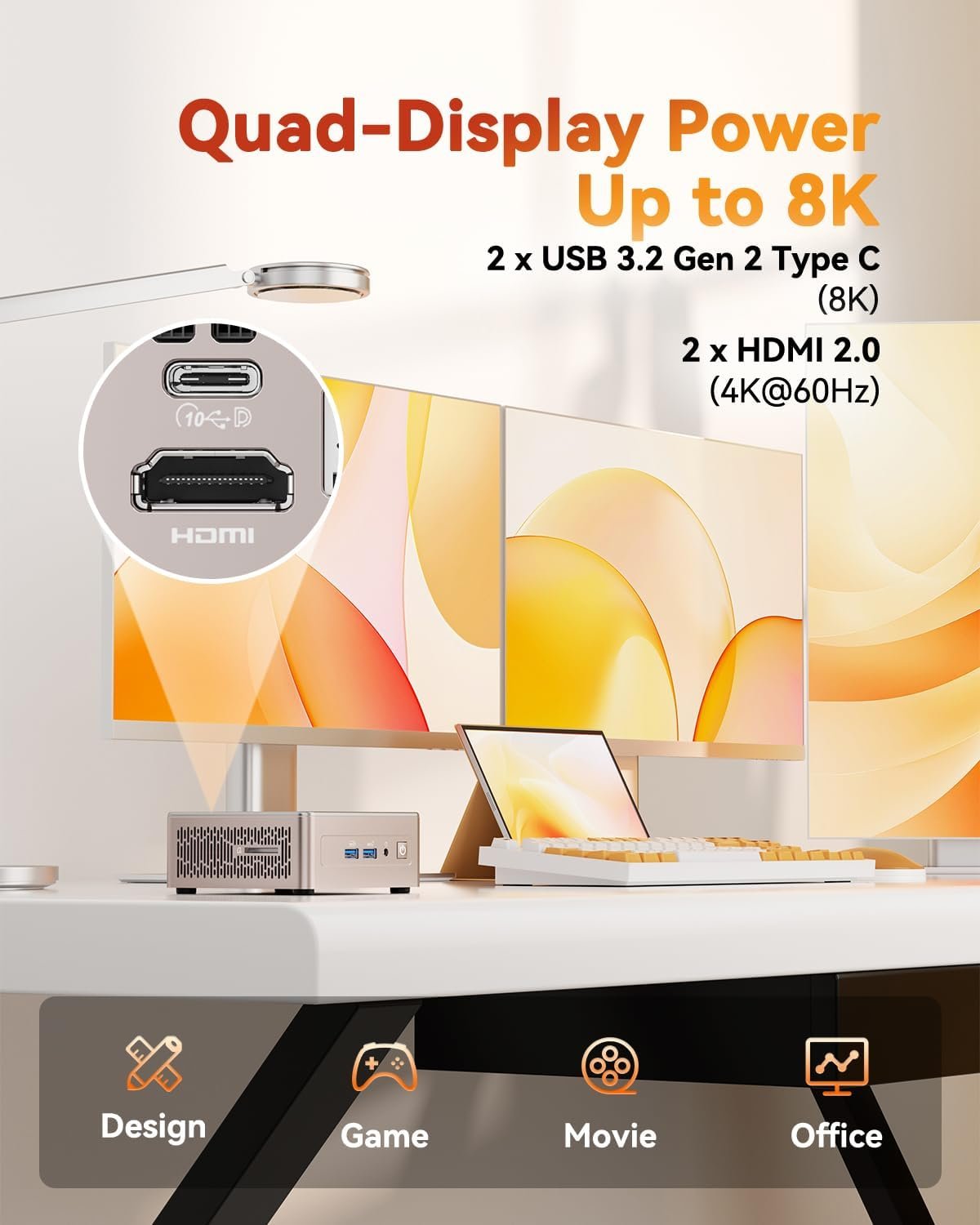 GEEKOM A5 Mini PC, AMD Ryzen 5 7430U, Home Office Desktop Computer | 16GB RAM (Upgradable), 1TB NVMe SSD, Windows 11 Pro, Media Server, 8K, Wi-Fi 6, USB 3.2, SD Slot, 6 USB, 3-Year Coverage