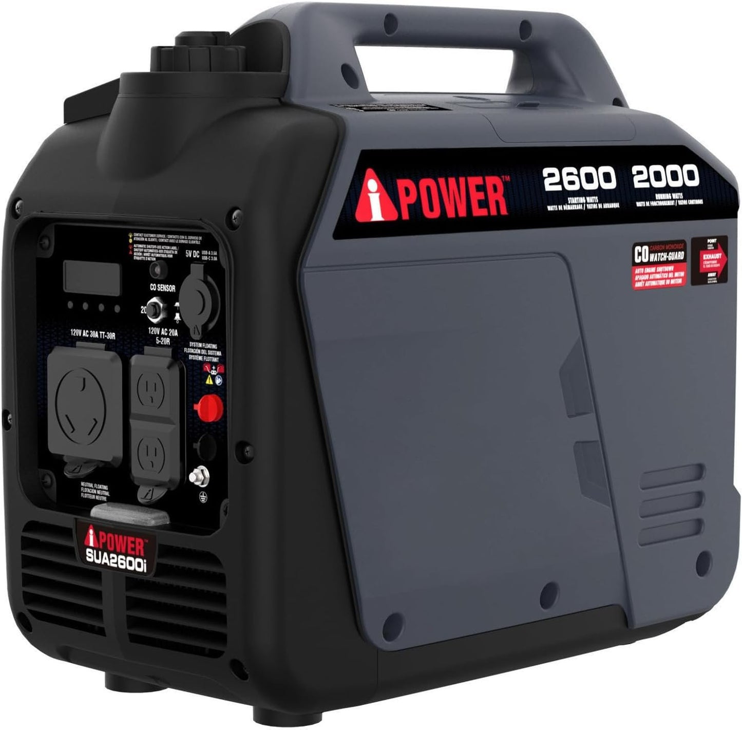 A-iPower 4300W Dual Fuel Portable Inverter Generator Gas Propane RV Ready CO Sensor CARB Compliant