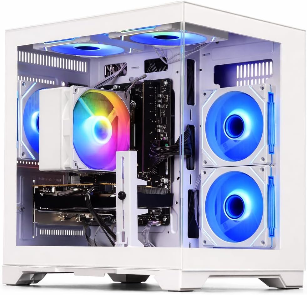LXZ Gaming PC Desktop - Ryzen 5 5500 | GeForce RTX 3050 6GB | 16GB DDR4 | 512GB NVME SSD | DP/HDMI/DVI, Prebuilt Tower Computer for Gaming, Home and Office (White)