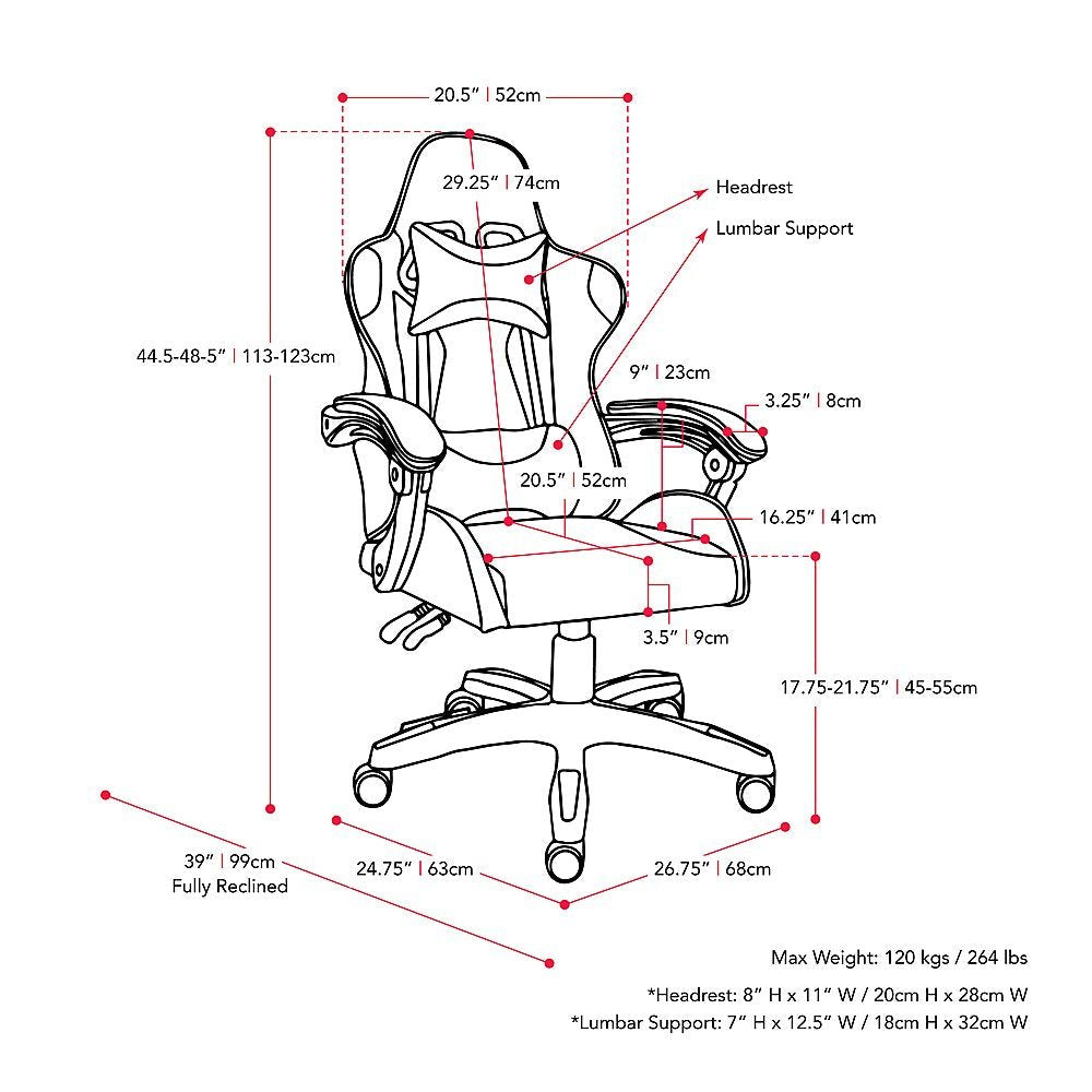 CorLiving Ravagers Gaming Chair - Purple and White