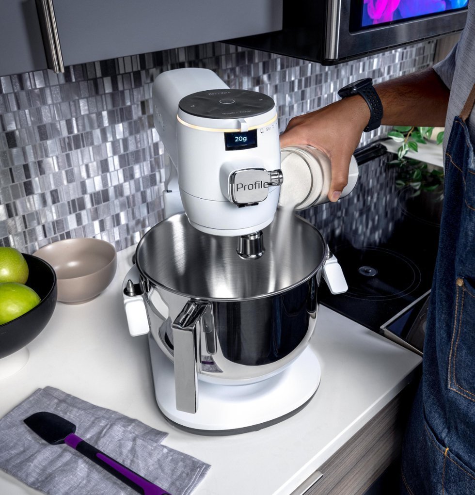 GE Profile - 7 Quart Bowl- Smart Stand Mixer with Auto Sense - Stone White