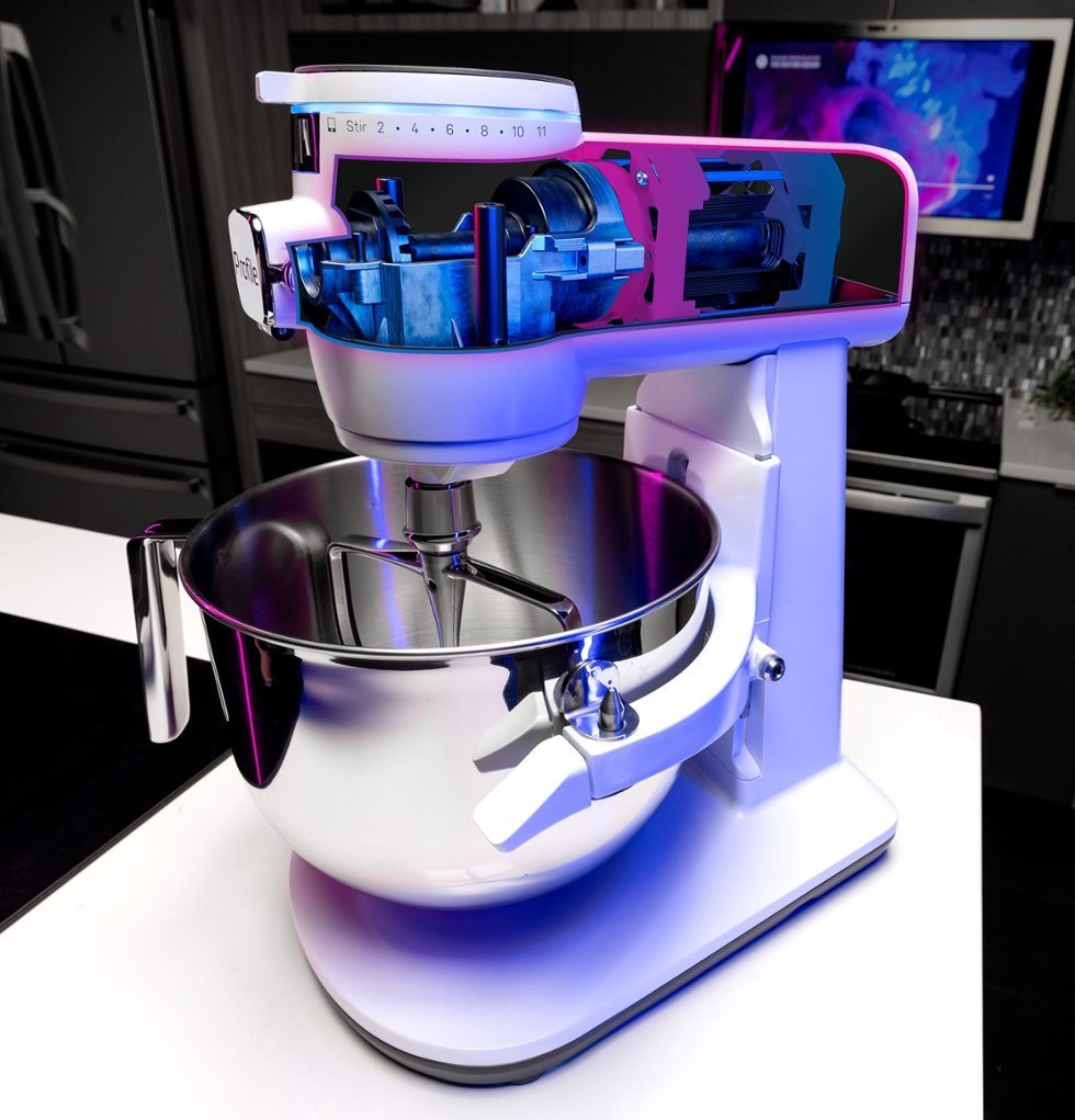 GE Profile - 7 Quart Bowl- Smart Stand Mixer with Auto Sense - Stone White