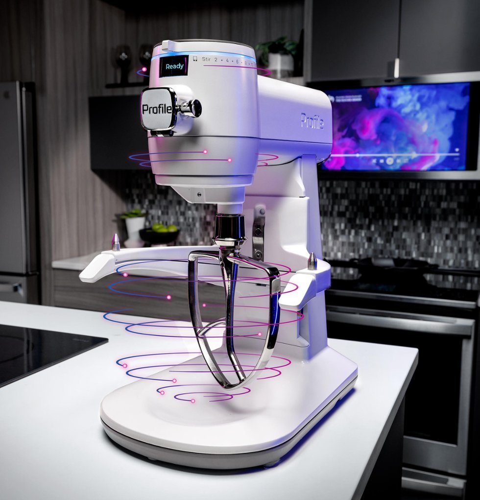 GE Profile - 7 Quart Bowl- Smart Stand Mixer with Auto Sense - Stone White