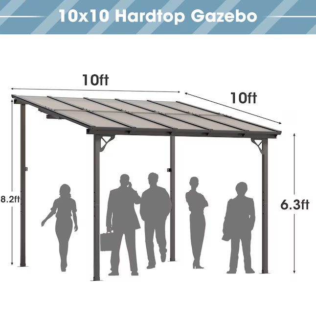 ergola 10-ft W x 10-ft L x 8-ft 2-in H Black Metal Freestanding Pergola