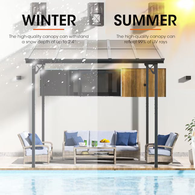 ergola 10-ft W x 10-ft L x 8-ft 2-in H Black Metal Freestanding Pergola