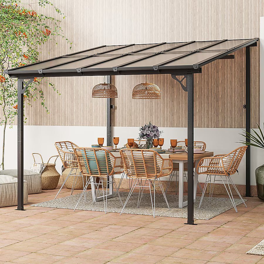 ergola 10-ft W x 10-ft L x 8-ft 2-in H Black Metal Freestanding Pergola