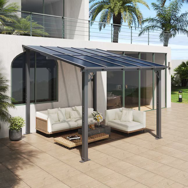 ergola 10-ft W x 10-ft L x 8-ft 2-in H Black Metal Freestanding Pergola