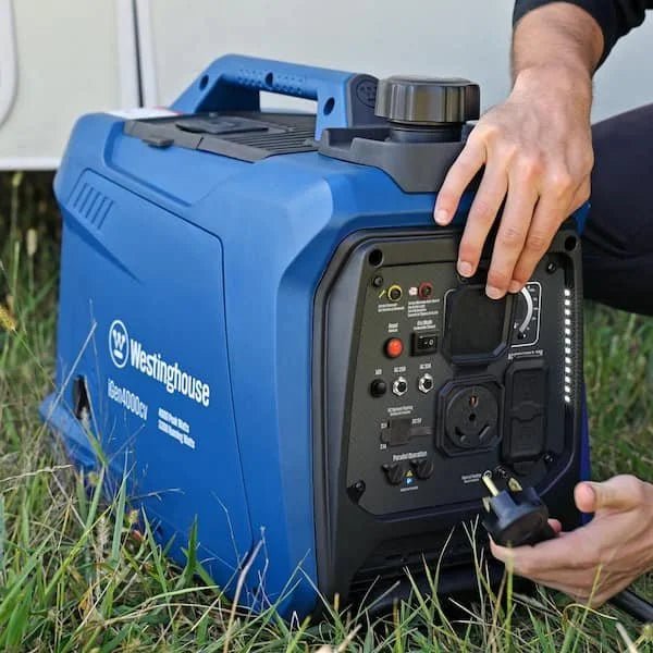 4,000-Watt Gas Powered Portable Inverter Generator with Recoil Start, LED Data Centers.