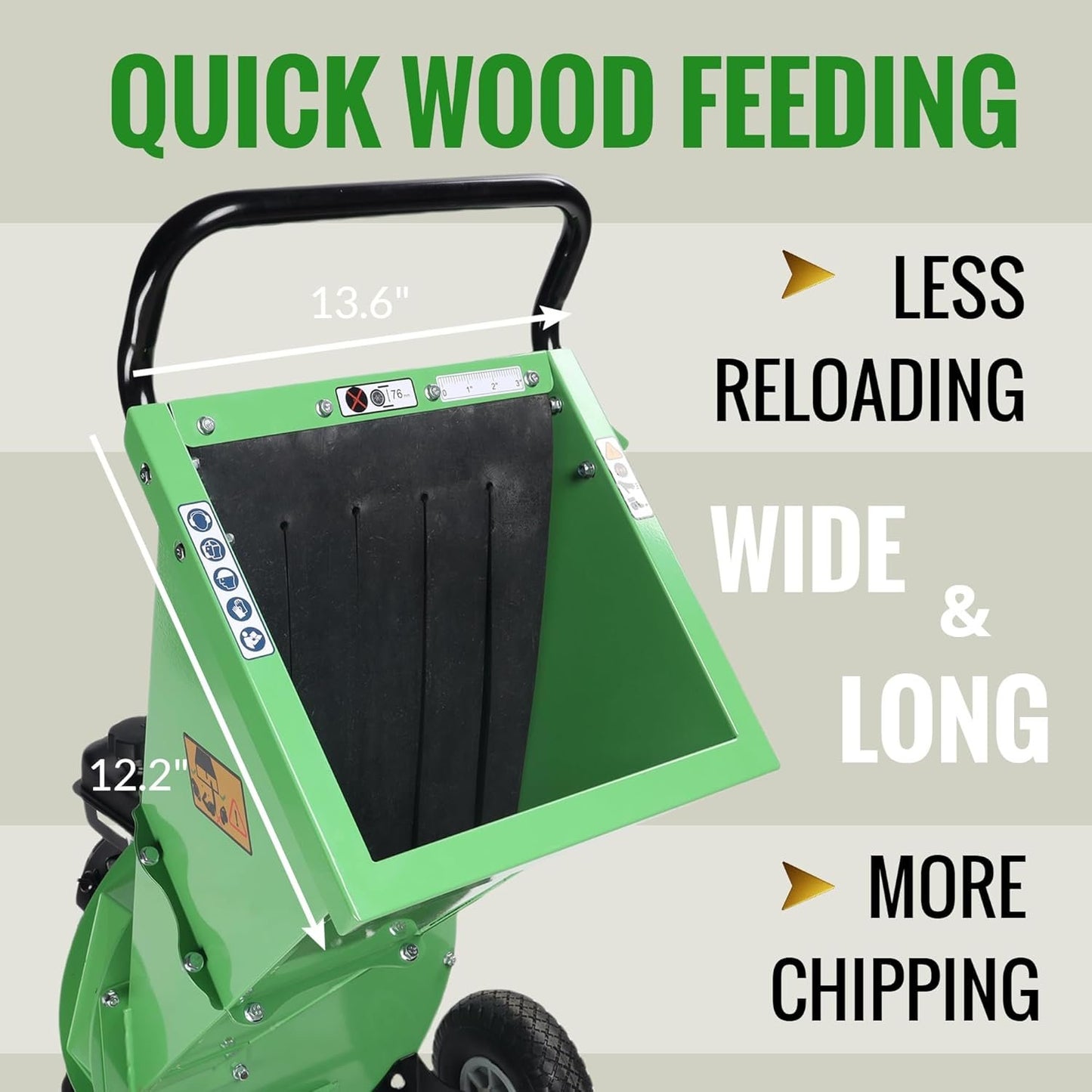S1 Gas-Powered Wood Chipper, 7HP, 3" Max Diameter, High Reduction Ratio