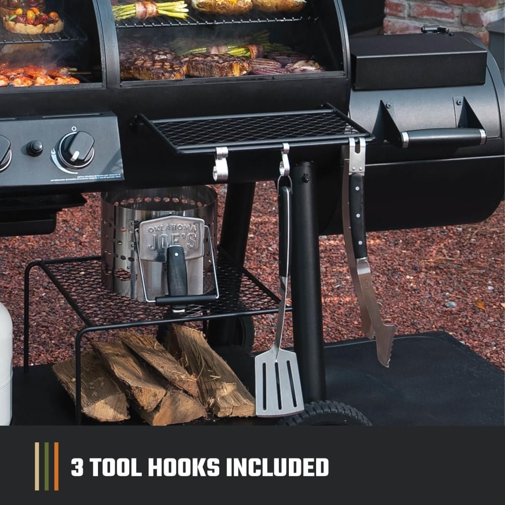 Oklahoma Joe's Canyon Combo Dual Fuel 3-Burner Propane Gas and Charcoal Smoker and Grill with 1031 sq. in. Cooking Area in Black
