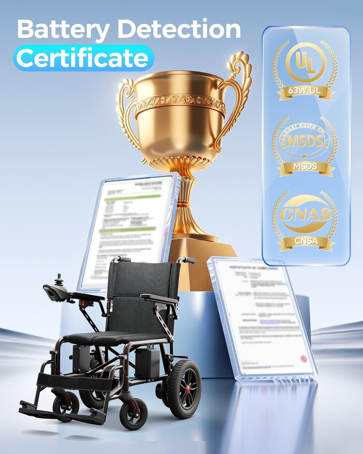 Electric Wheelchairs for Adults, Lightweight Electric Wheelchair, Foldable Travel Motorized Wheelchairs for Seniors, Folding Portable Mobility Scooter, Compact Fold Power Wheelchair