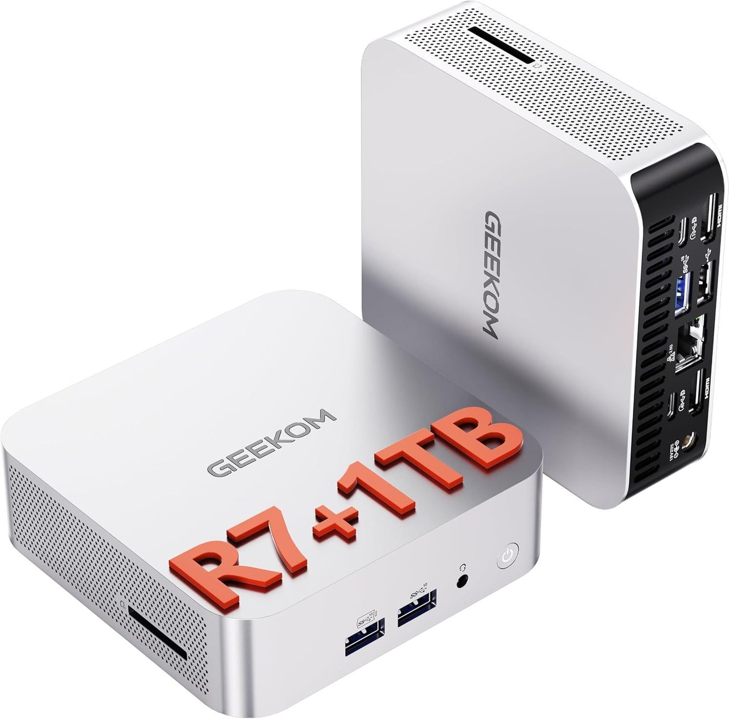 GEEKOM A5 Mini PC, AMD Ryzen 5 7430U, Home Office Desktop Computer | 16GB RAM (Upgradable), 1TB NVMe SSD, Windows 11 Pro, Media Server, 8K, Wi-Fi 6, USB 3.2, SD Slot, 6 USB, 3-Year Coverage