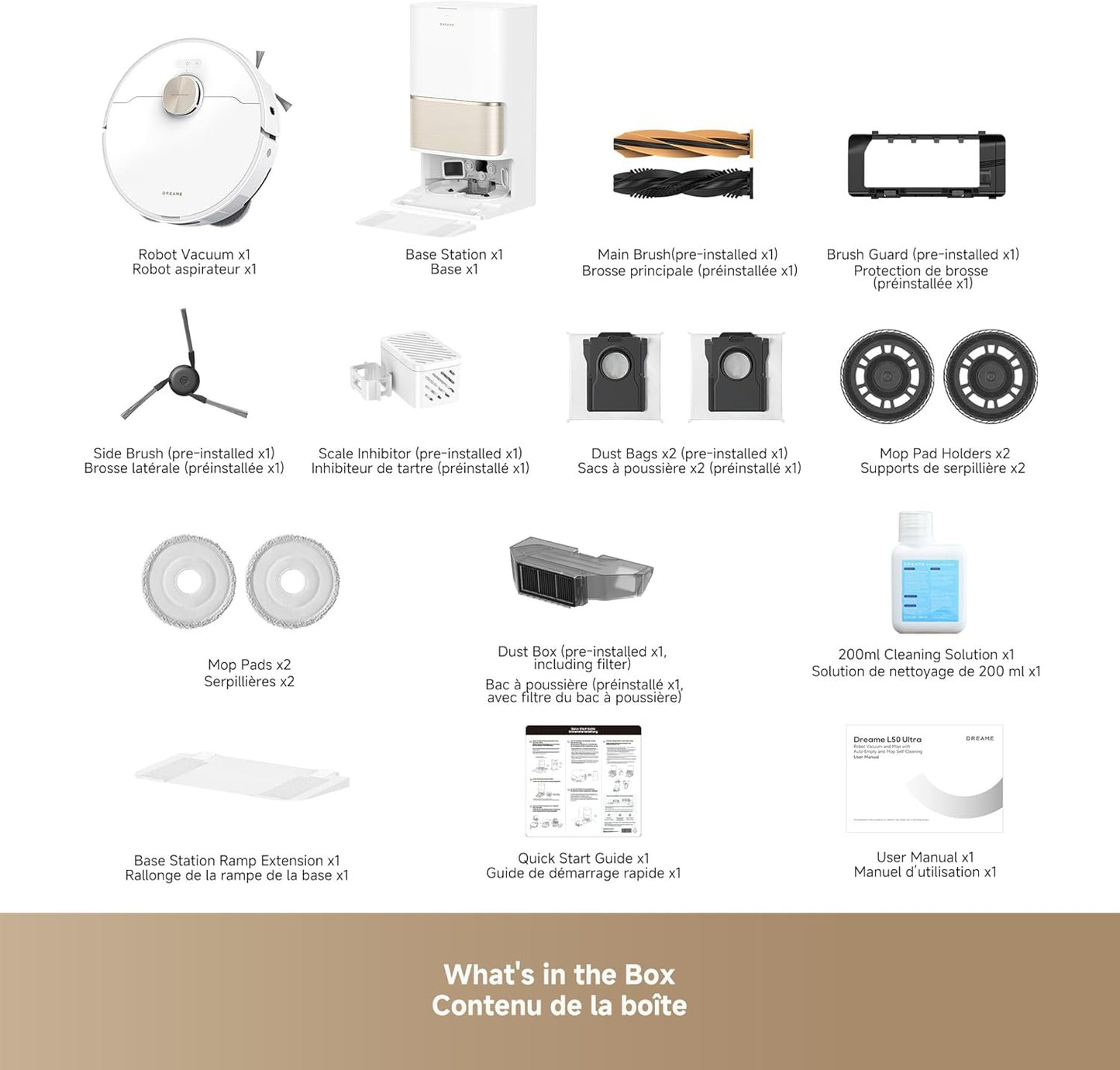 DREAME L50 Ultra Robot Vacuum and Mop Black with Auto-Empty and Mop Self-Cleaning, Precise Obstacle Avoidance, 19,500Pa Suction, HyperStream Detangling DuoBrush