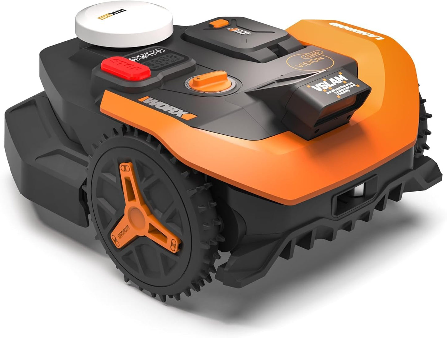 WORX Landroid Vision Cloud Robot Lawn Mower, No Perimeter Wire Robot Mower for 1/4 Acre, AI Obstacle Avoidance and RTK Cloud Navigation, 30% Slope, Auto Mapping, App Control, WR310