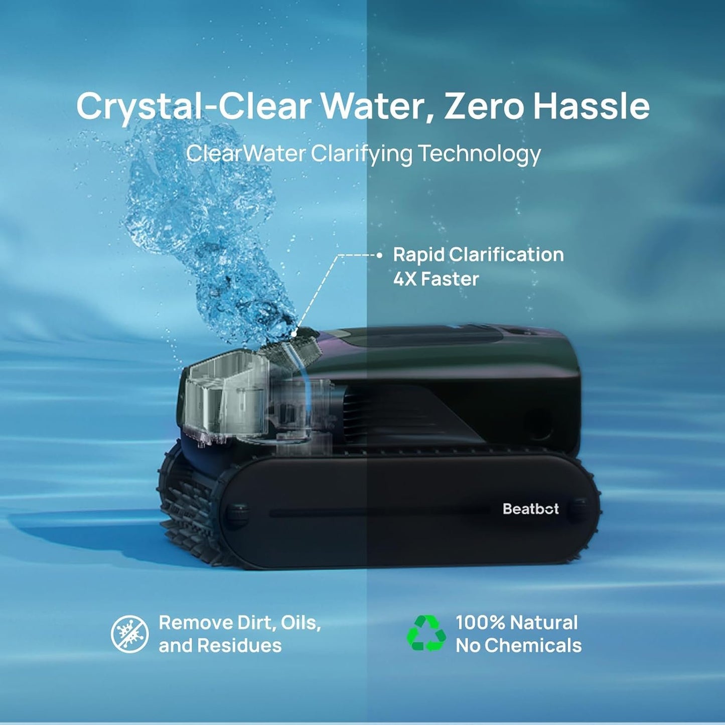 Beatbot AquaSense 2 Pro Robotic Pool Cleaner – 5-in-1 Cordless Skimmer &amp; Clarifier, App-Controlled, Smart Parking, Up to 3,875 Sq. Ft. – Obsidian