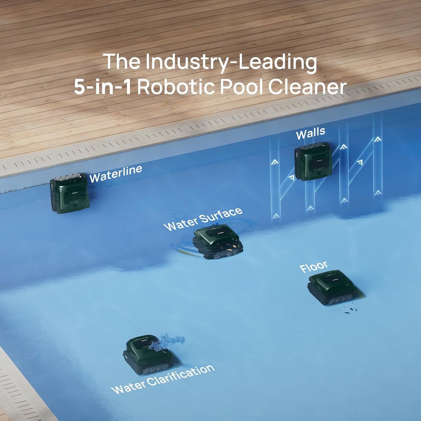 Beatbot AquaSense 2 Pro Robotic Pool Cleaner – 5-in-1 Cordless Skimmer &amp; Clarifier, App-Controlled, Smart Parking, Up to 3,875 Sq. Ft. – Obsidian
