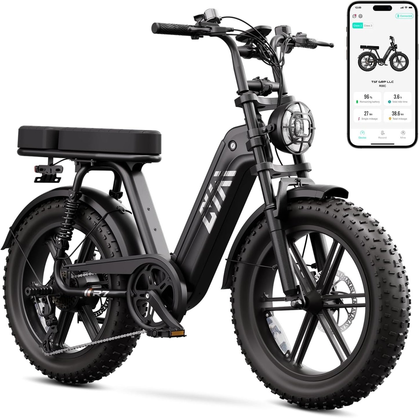 TST Electric Bike for Adults, 1500W Peak Motor 60 Miles Fat Tire Ebike with 48V 15Ah Removable Battery 20" Fat Tire Electric Bike, Full Suspension and 7-Speed