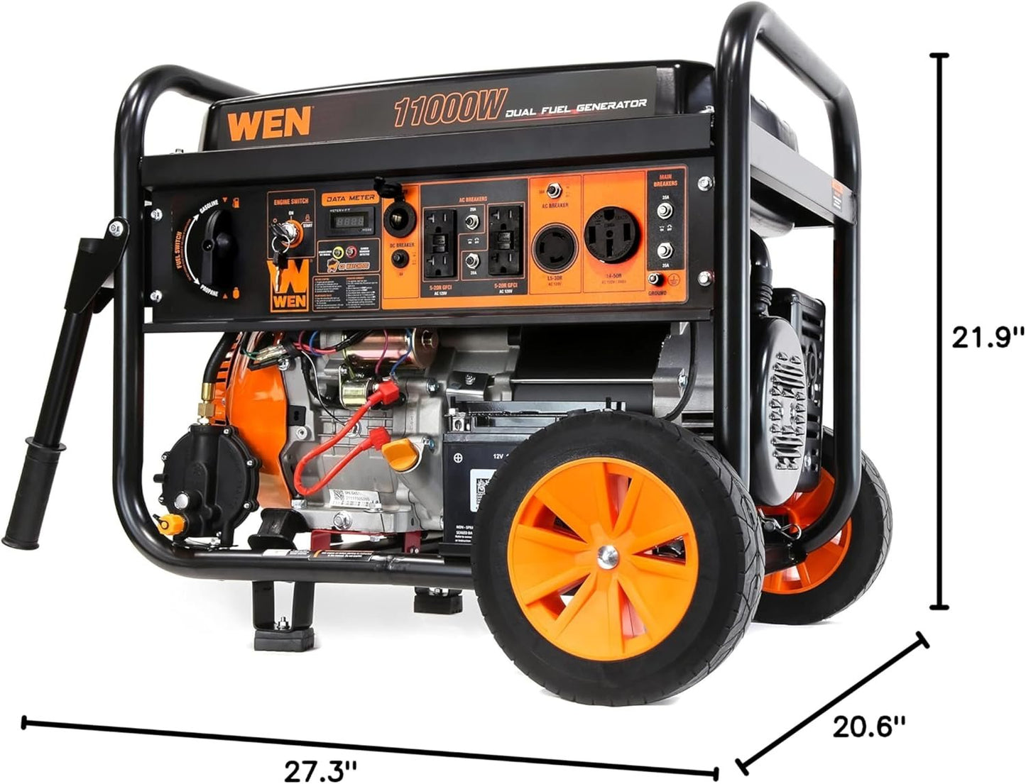 WEN 11000W Dual Fuel Portable Generator 120V/240V Electric Start Wheel Kit DF1100T