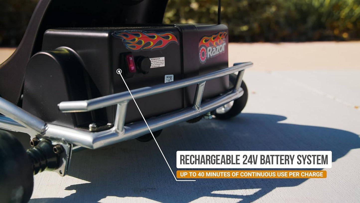 Razor Ground Force One - Electric Go-Kart for Ages 8+, Up to 12 MPH, Up to 40 Minutes of Continuous Use, Variable Speed Throttle, 24V Rechargeable Battery