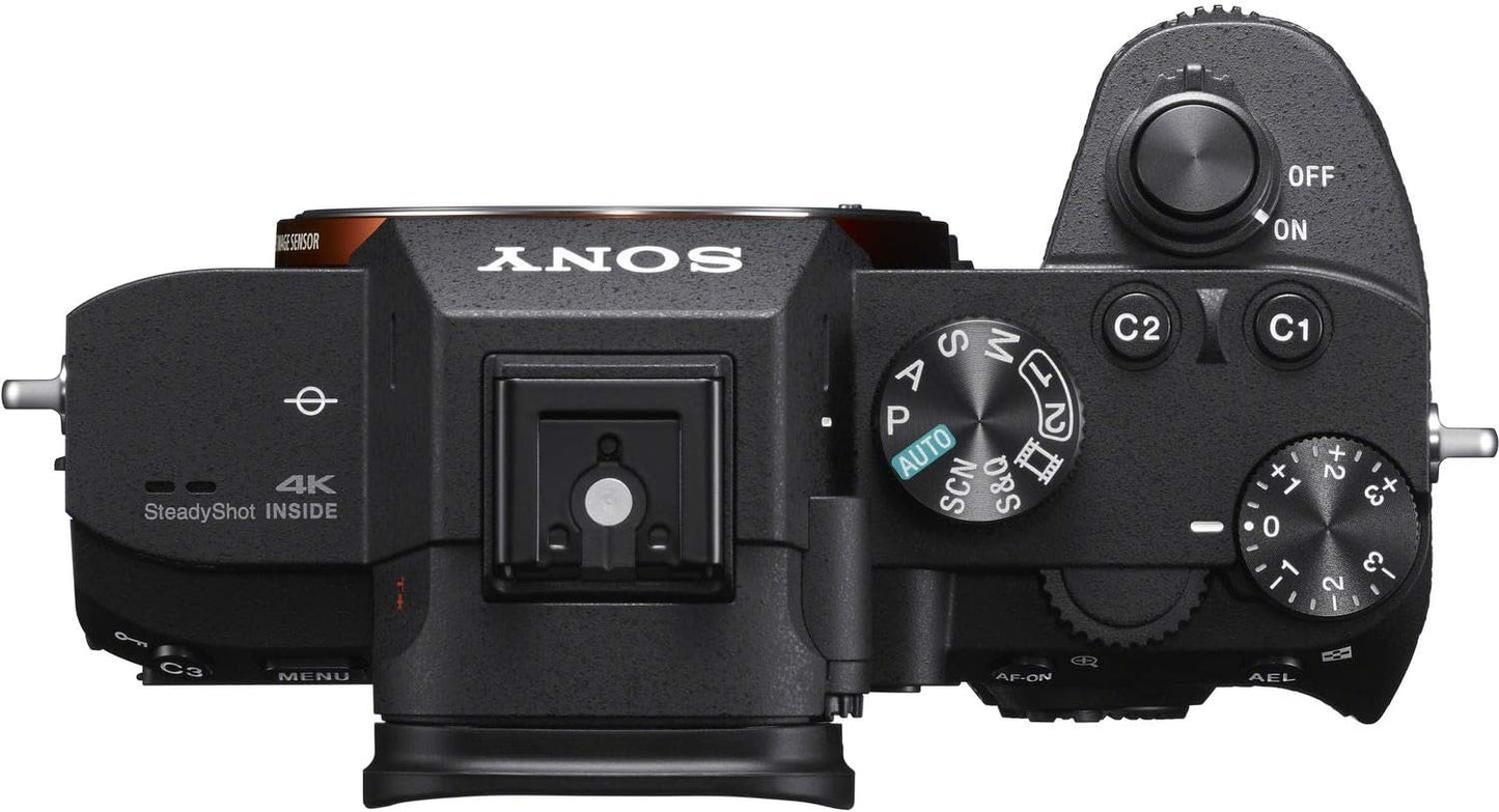 Sony a7 III ILCE7M3/B Full-Frame Mirrorless Interchangeable-Lens Camera with 3-Inch LCD, Body Only,Base Configuration,Black | 24.2MP Full-Frame Exmor R, 4k30p Video, 10 Fps Continuous, 5-Axis In-Body Stabilization, 693 Phase-Detect Af