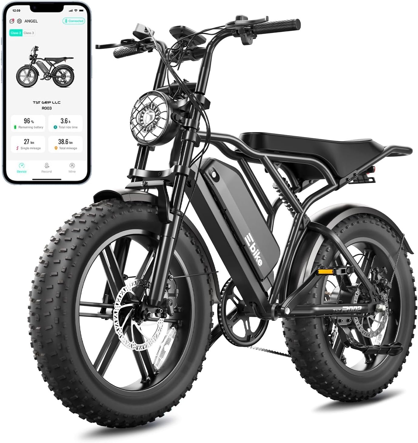TST Electric Bike for Adults, 1500W Peak Motor 60 Miles Fat Tire Ebike with 48V 15Ah Removable Battery 20" Fat Tire Electric Bike, Full Suspension and 7-Speed
