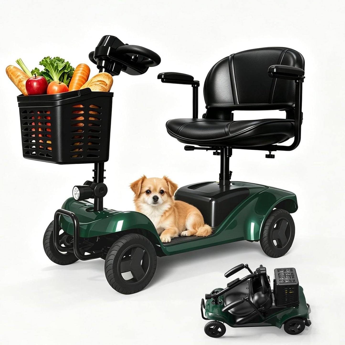 Mobility Scooter,4 Wheel Mobility Scooter,15 Miles Range,300W Motor, 300LBS Capacity,Lightweight and Portable,with LED Headlights and Basket,Charger Included,Blue