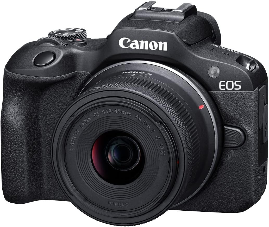 Canon EOS R100 Mirrorless Camera RF-S18-45mm F4.5-6.3 is STM Lens Kit, 24.1 Megapixel CMOS (APS-C) Sensor, 4K Video, Wi-Fi & Bluetooth, Beginner Photographers and Creators, Digital Camera, Black | 24.1MP Aps-C CMOS, 4K Video, Dual Pixel Af, Rf-S 18-45mm F