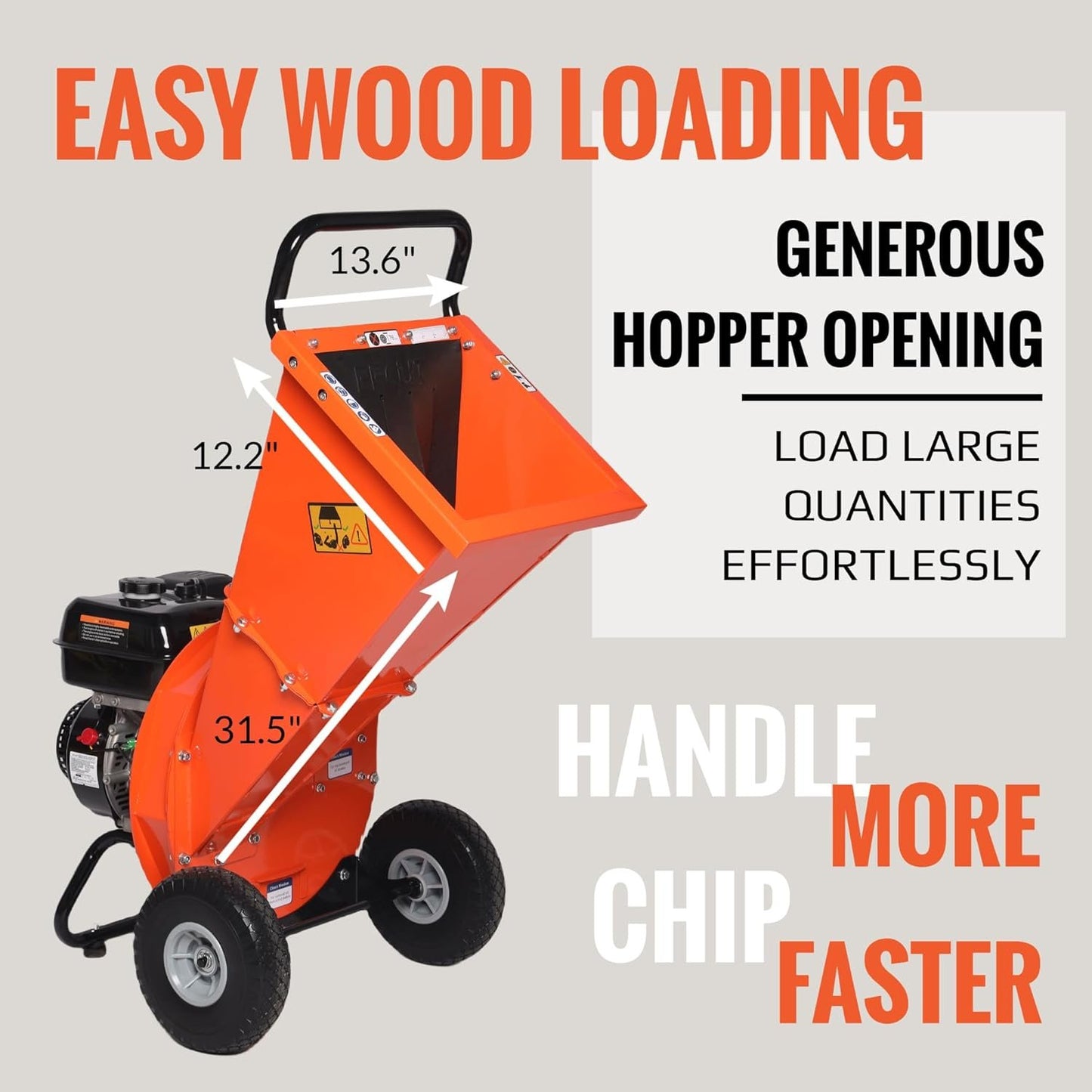 C40 Gas-Powered Wood Chipper, 9 HP, 4" Max Diameter Capacity