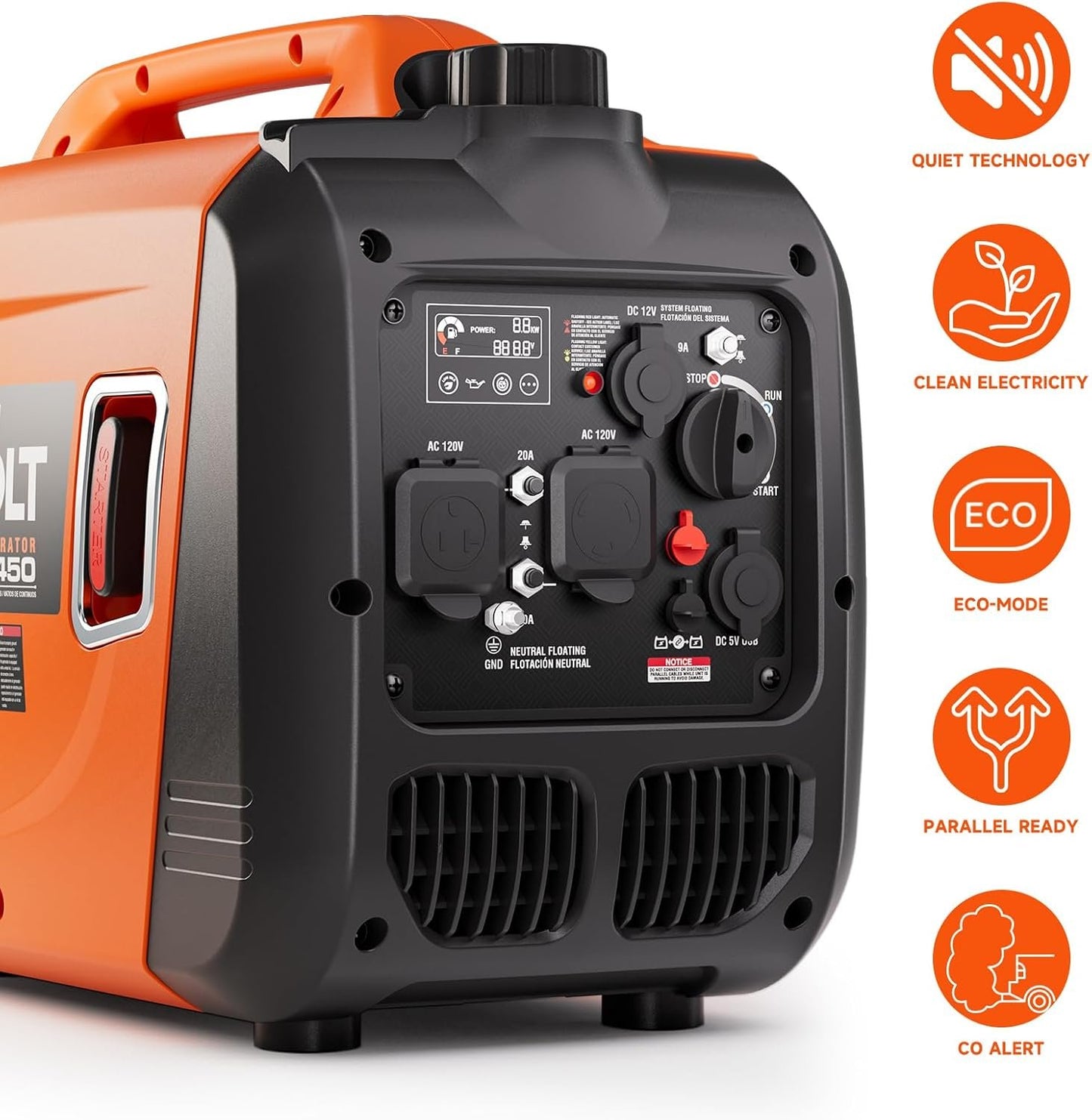 AIVOLT 8000W Dual Fuel Portable Inverter Generator Gas Propane Electric Start 50 State Approved