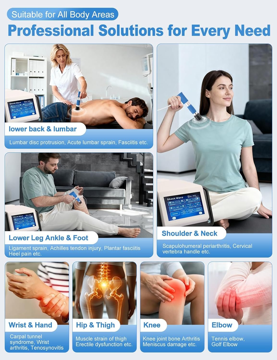 Shockwave Therapy Machine Extracorporeal Shock Wave Therapy Machine Pain Relief for Muscles and Joints, Painless, Non-Invasive No Side Effects, Ideal for Rehab &amp; Gym Home Use