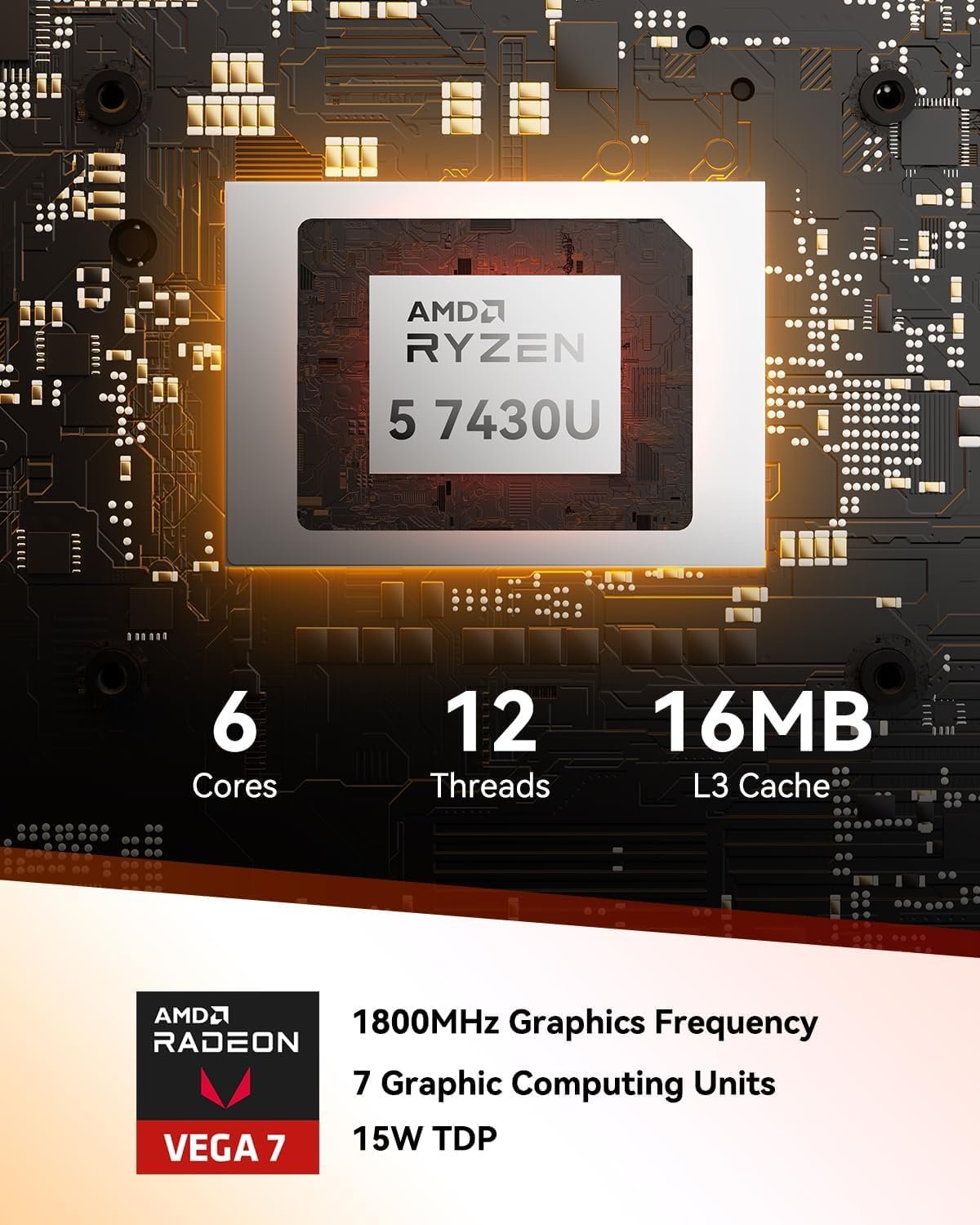 GEEKOM A5 Mini PC, AMD Ryzen 5 7430U, Home Office Desktop Computer | 16GB RAM (Upgradable), 1TB NVMe SSD, Windows 11 Pro, Media Server, 8K, Wi-Fi 6, USB 3.2, SD Slot, 6 USB, 3-Year Coverage