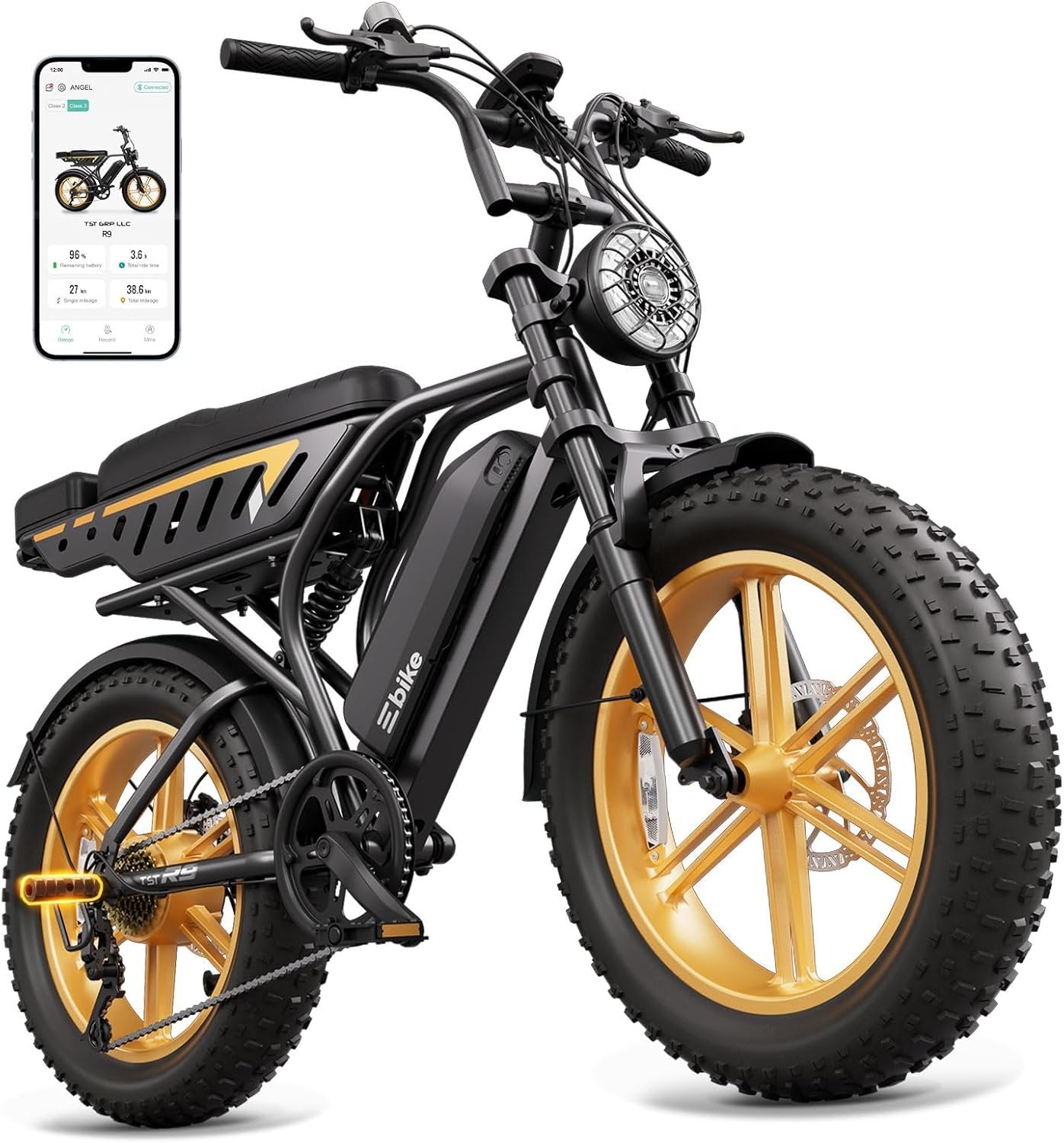 TST Electric Bike for Adults, 1500W Peak Motor 60 Miles Fat Tire Ebike with 48V 15Ah Removable Battery 20" Fat Tire Electric Bike, Full Suspension and 7-Speed