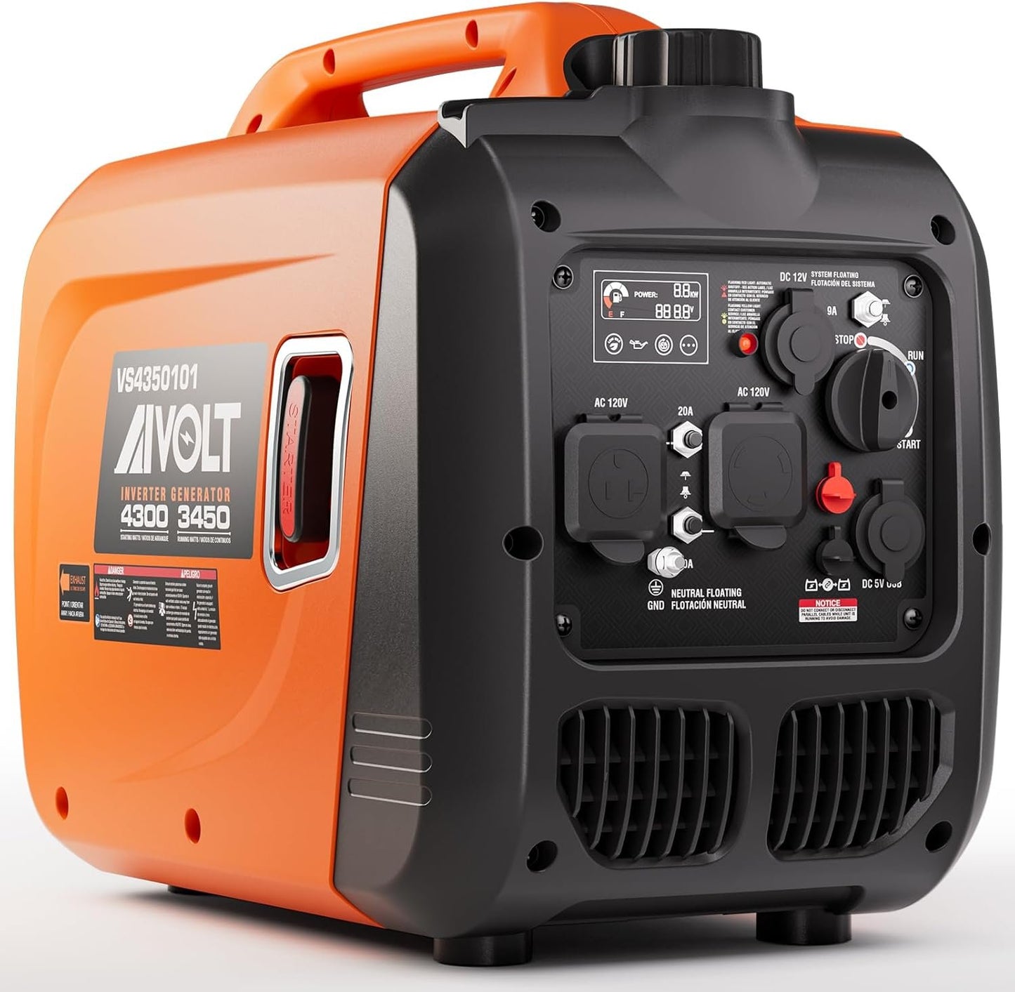 AIVOLT 8000W Dual Fuel Portable Inverter Generator Gas Propane Electric Start 50 State Approved