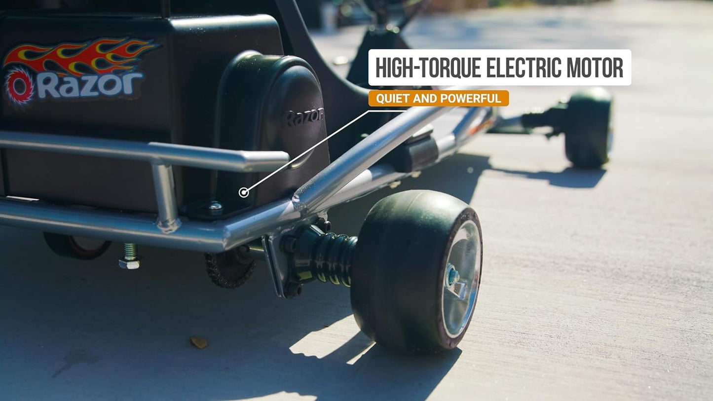 Razor Ground Force One - Electric Go-Kart for Ages 8+, Up to 12 MPH, Up to 40 Minutes of Continuous Use, Variable Speed Throttle, 24V Rechargeable Battery