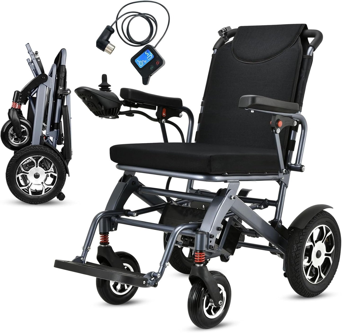 2025 Reclining Electric Wheelchair – 30+ Mile Range, Foldable All-Terrain Power Chair with Dual Batteries, Headrest &amp; Telescopic Handle