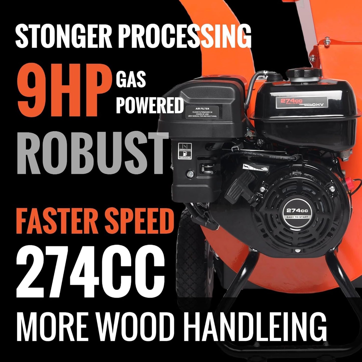 C40 Gas-Powered Wood Chipper, 9 HP, 4" Max Diameter Capacity