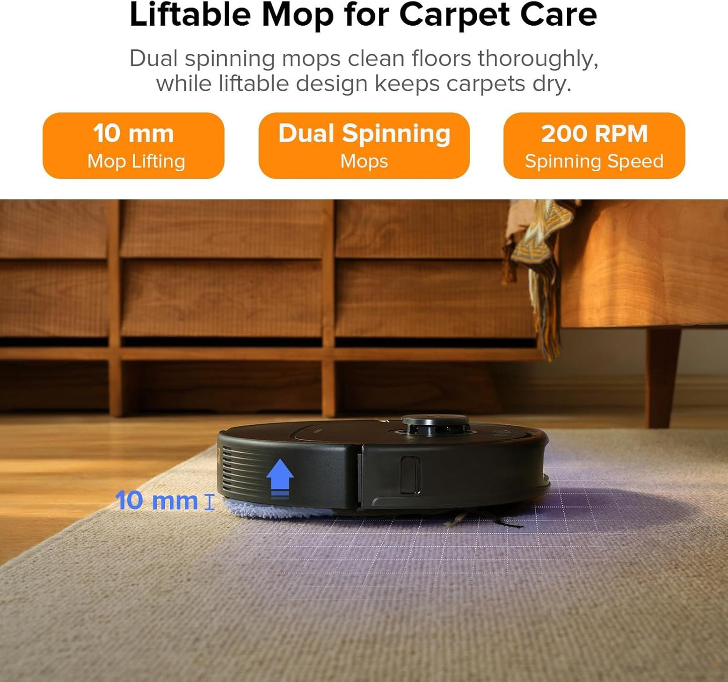 roborock Qrevo S5V Robot Vacuum and Mop, FlexiArm Edge Mopping, 12,000Pa Suction, Dual Zero-Tangle System, Smart Obstacle Avoidance, 10mm Mop Lifting, Auto Mop Washing&amp;Drying, Self-Emptying&amp;Refilling