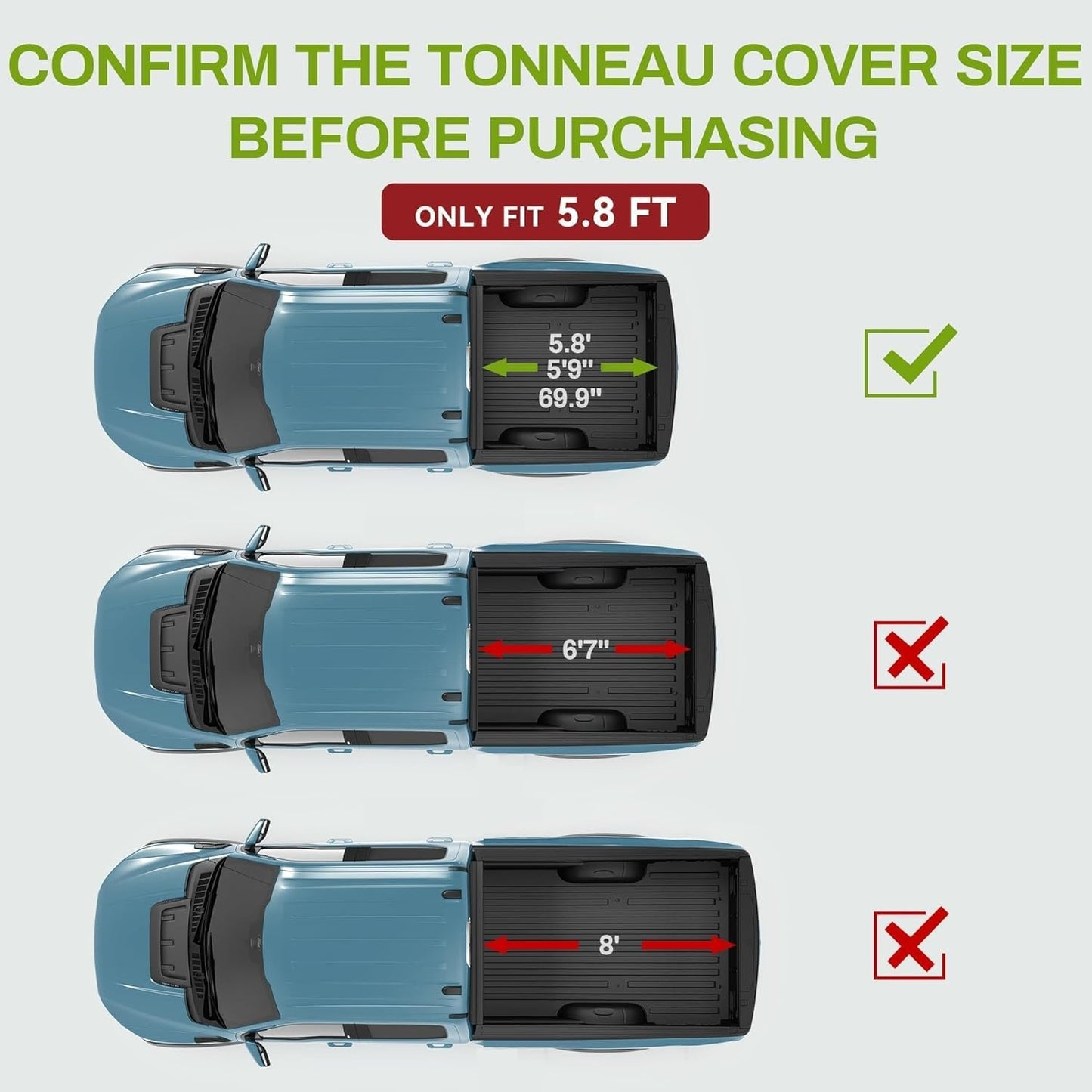 AUTOSAVER88 Soft Tri-Fold Tonneau Cover for 2019–2025 Silverado/Sierra 1500 5.8ft Bed