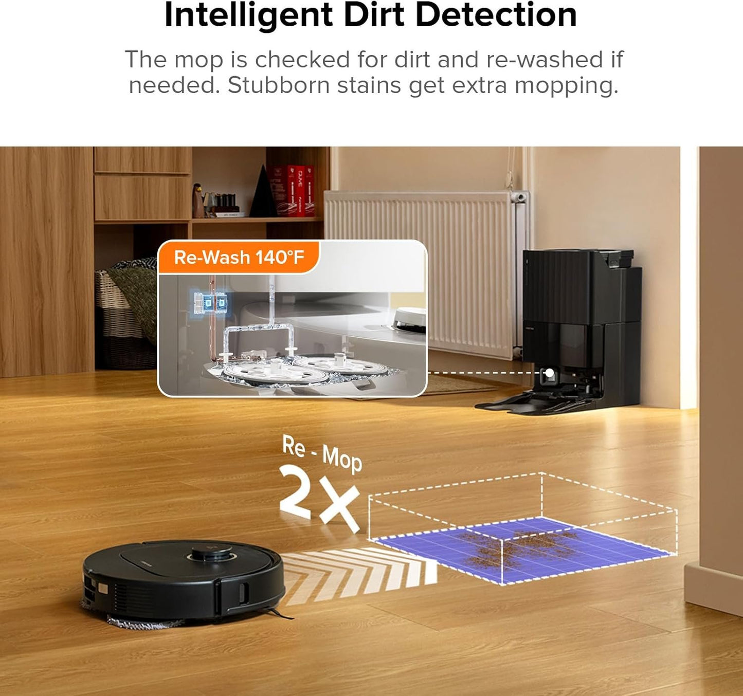 roborock Qrevo S5V Robot Vacuum and Mop, FlexiArm Edge Mopping, 12,000Pa Suction, Dual Zero-Tangle System, Smart Obstacle Avoidance, 10mm Mop Lifting, Auto Mop Washing&amp;Drying, Self-Emptying&amp;Refilling