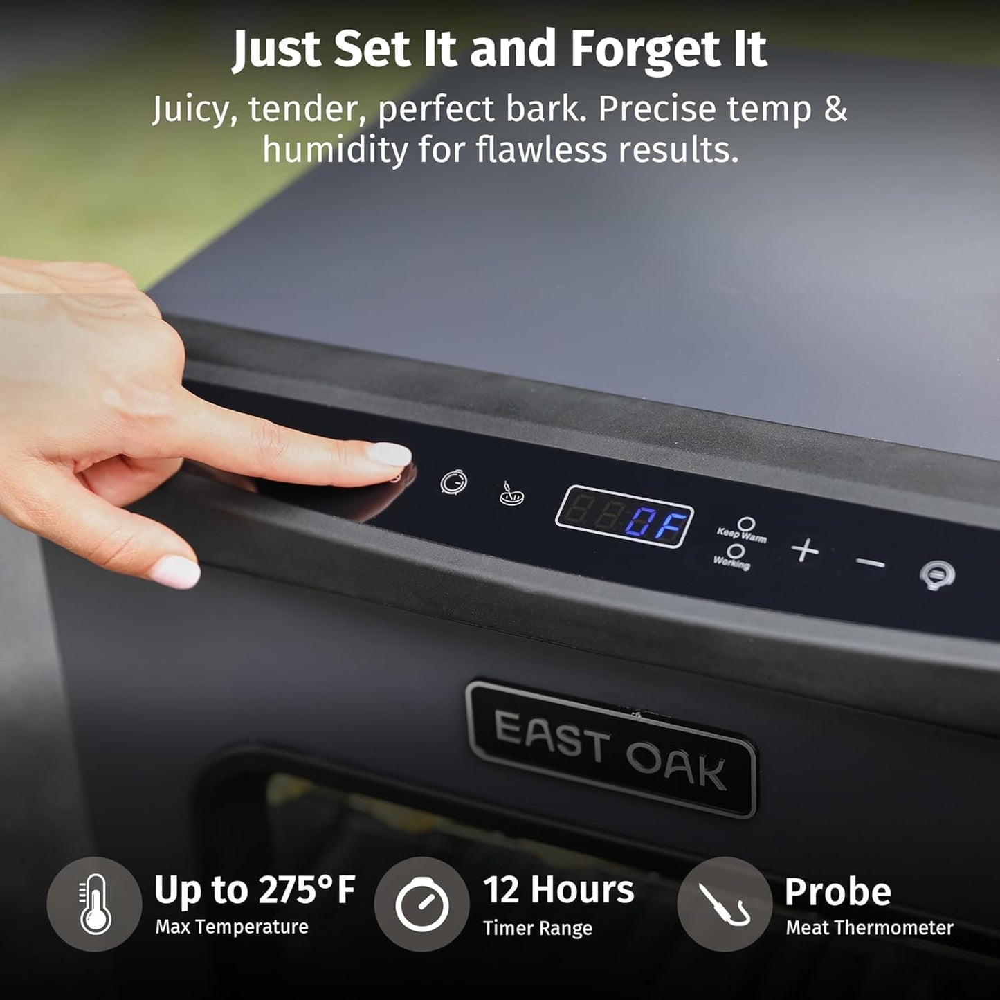 EAST OAK 30" Electric Smoker, Built-in Meat Probe, 725 sq in Cooking Area, Side Chip Loader