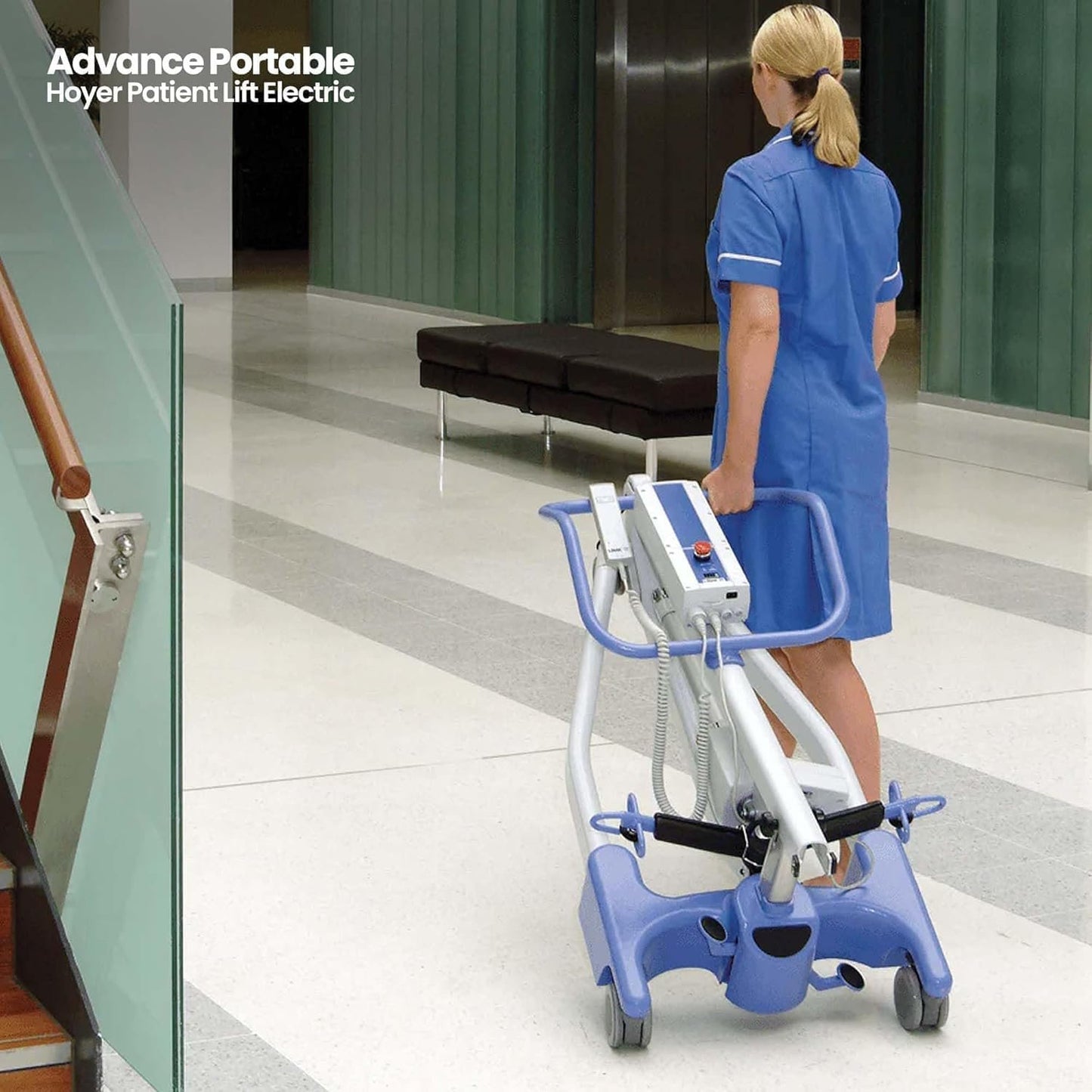 Joerns Hoyer Advance Electric Portable Patient Lift - Foldable Lightweight 70 lbs, 340 lb Capacity, Battery Powered for Home Care, Nursing &amp; Professional Use- E340