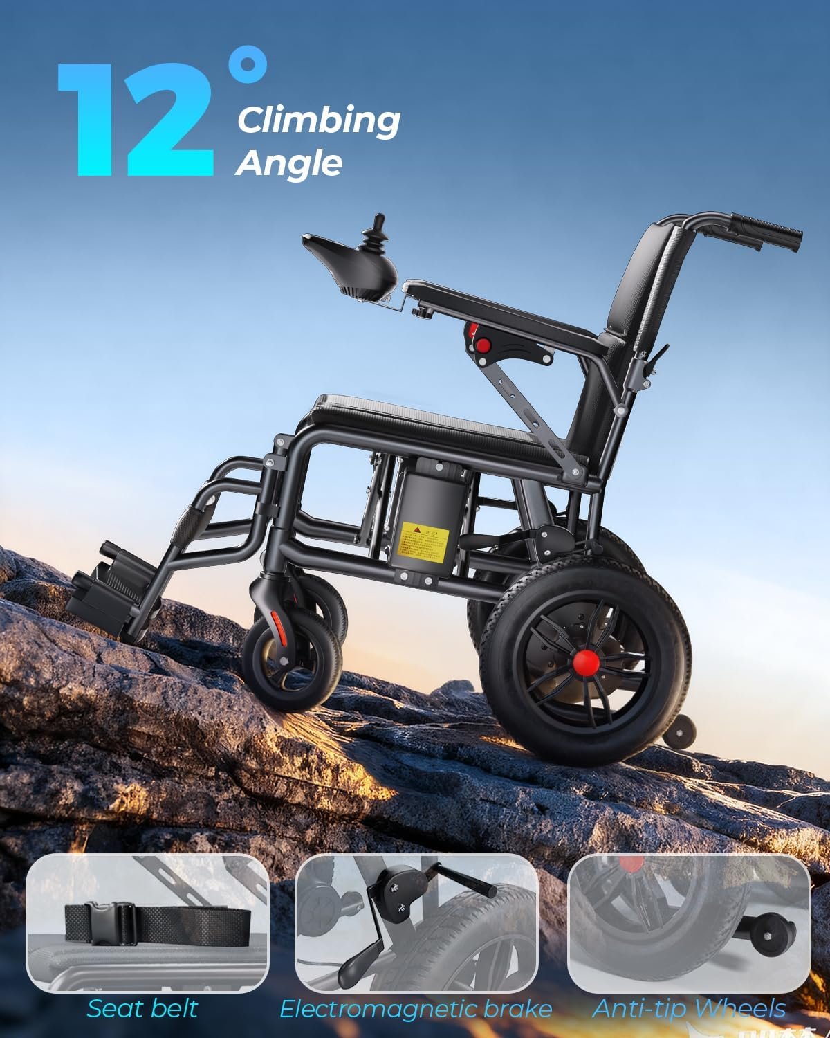 Electric Wheelchairs for Adults, Lightweight Electric Wheelchair, Foldable Travel Motorized Wheelchairs for Seniors, Folding Portable Mobility Scooter, Compact Fold Power Wheelchair
