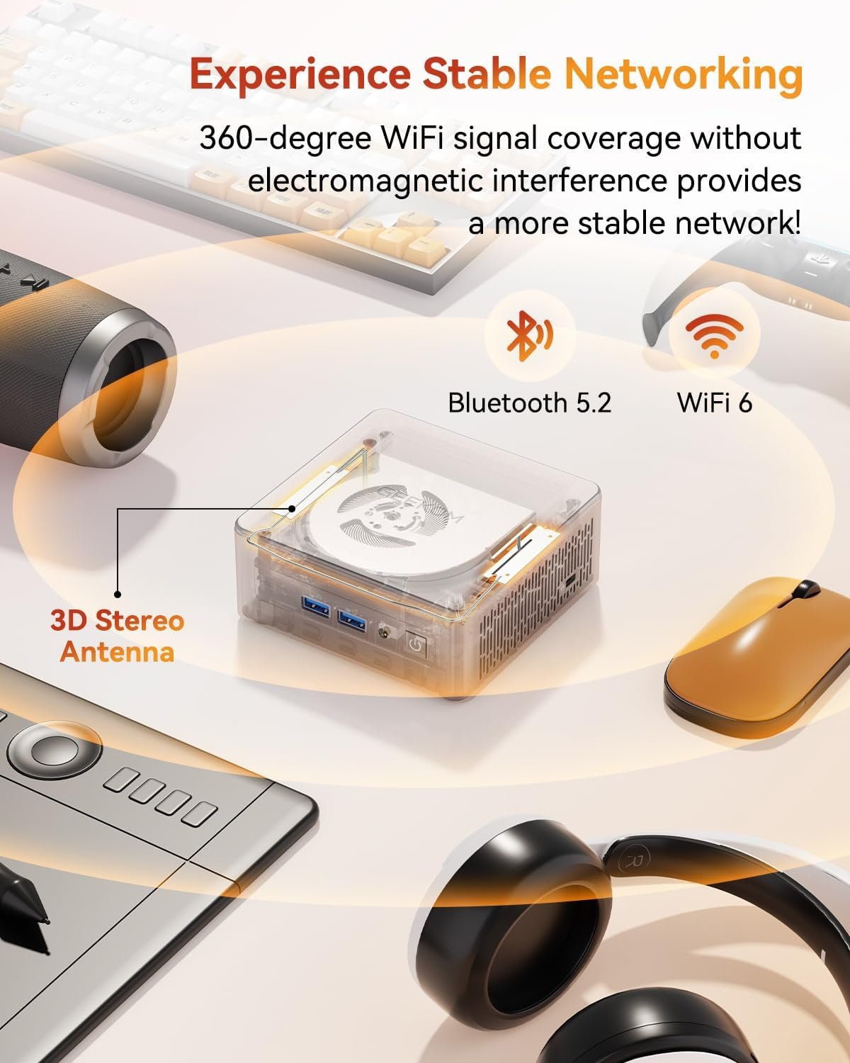GEEKOM A5 Mini PC, AMD Ryzen 5 7430U, Home Office Desktop Computer | 16GB RAM (Upgradable), 1TB NVMe SSD, Windows 11 Pro, Media Server, 8K, Wi-Fi 6, USB 3.2, SD Slot, 6 USB, 3-Year Coverage