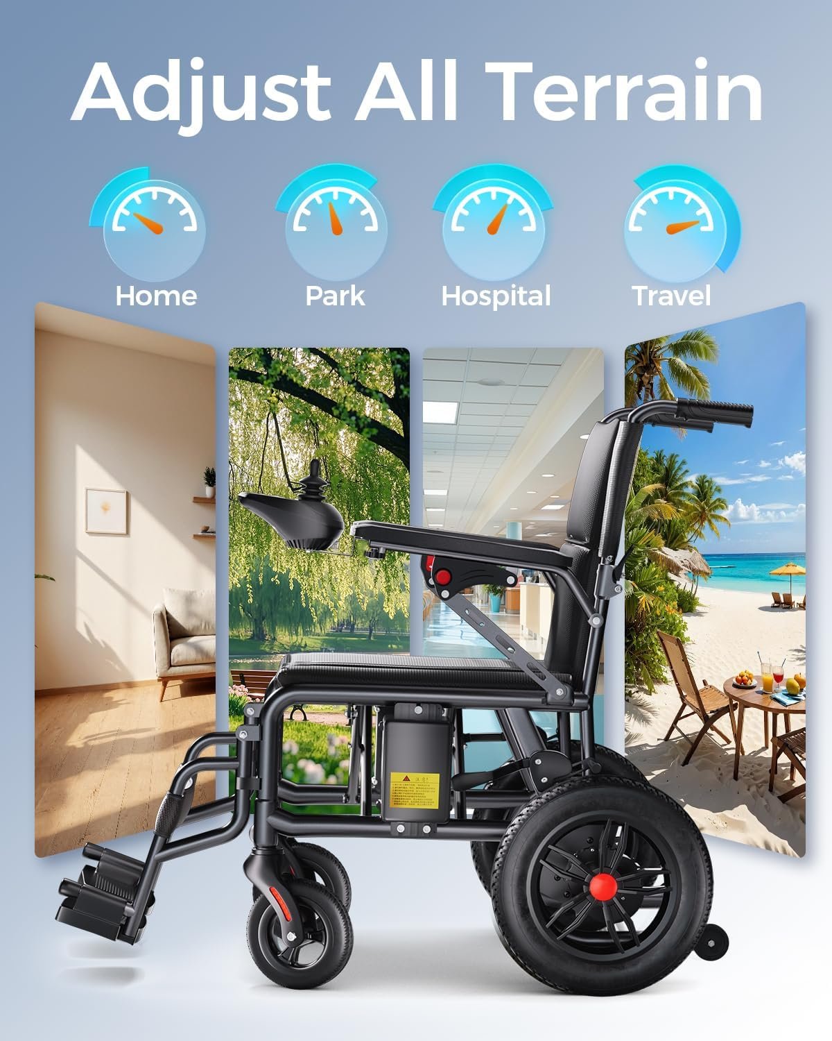Electric Wheelchairs for Adults, Lightweight Electric Wheelchair, Foldable Travel Motorized Wheelchairs for Seniors, Folding Portable Mobility Scooter, Compact Fold Power Wheelchair