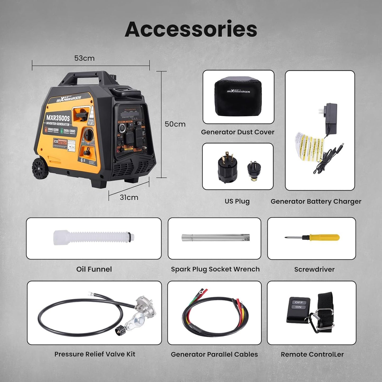 MaXpeedingrods 3500W Portable Inverter Generator Gas Powered EPA Compliant for Home or Camping