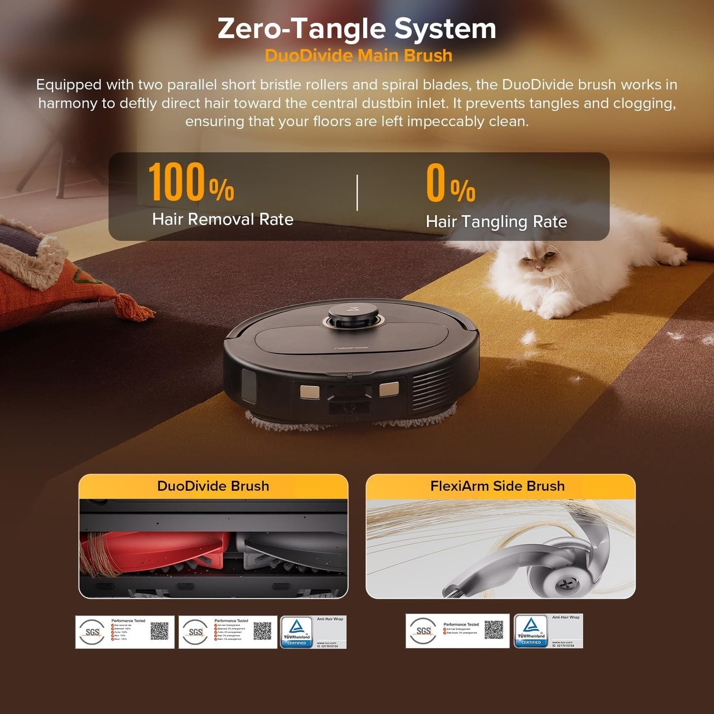 roborock Qrevo S5V Robot Vacuum and Mop, FlexiArm Edge Mopping, 12,000Pa Suction, Dual Zero-Tangle System, Smart Obstacle Avoidance, 10mm Mop Lifting, Auto Mop Washing&amp;Drying, Self-Emptying&amp;Refilling