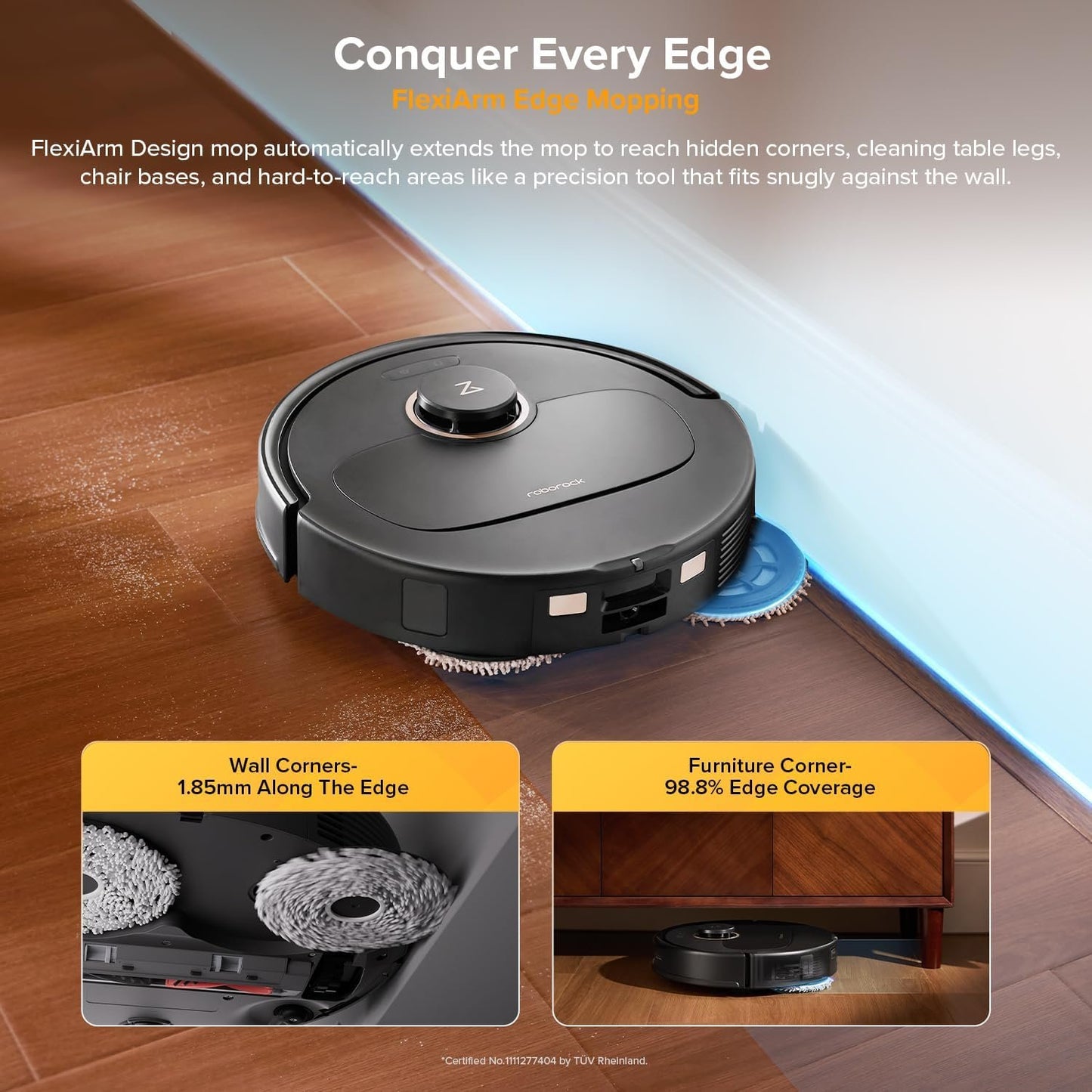 roborock Qrevo S5V Robot Vacuum and Mop, FlexiArm Edge Mopping, 12,000Pa Suction, Dual Zero-Tangle System, Smart Obstacle Avoidance, 10mm Mop Lifting, Auto Mop Washing&amp;Drying, Self-Emptying&amp;Refilling