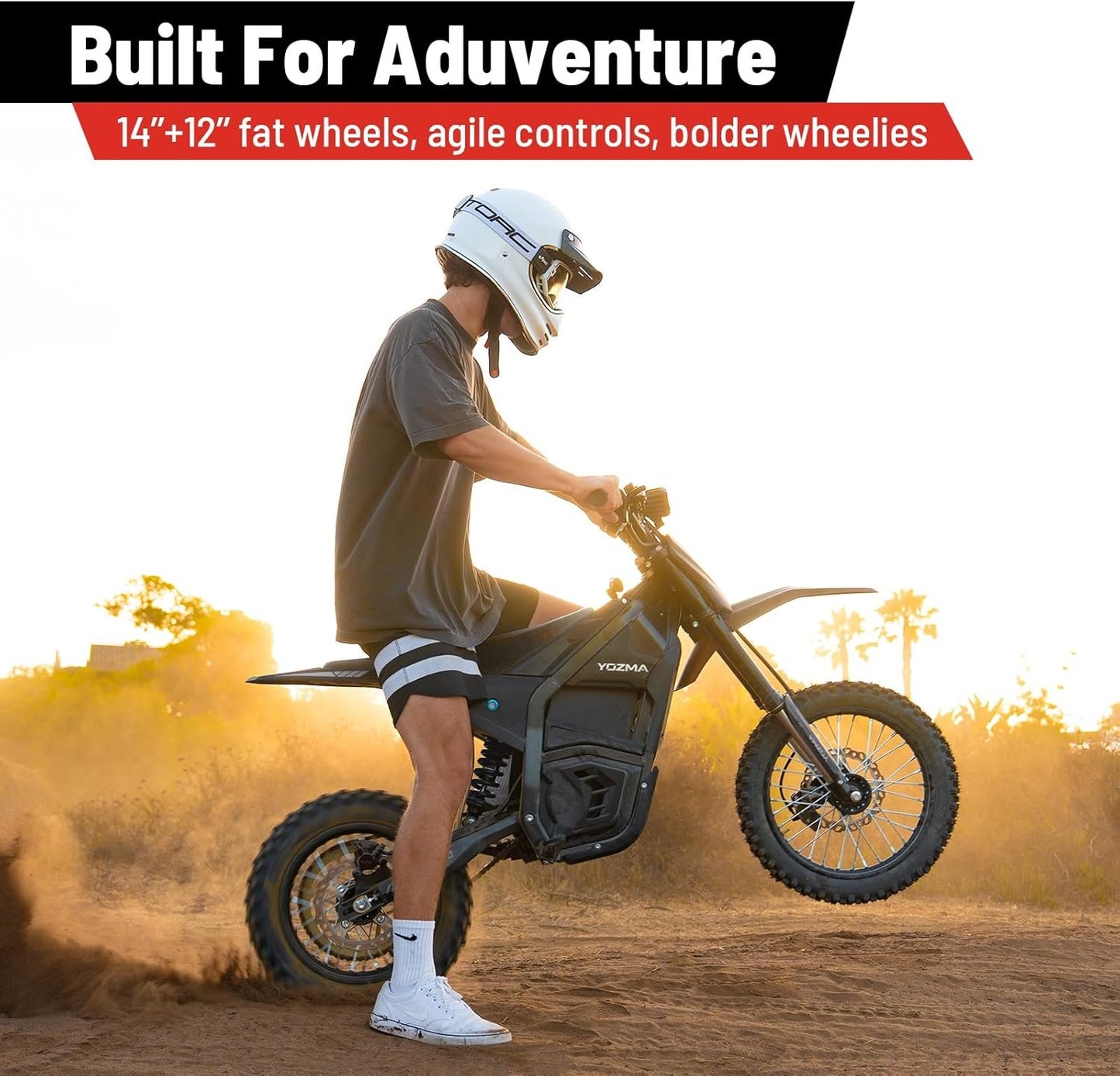 Yozma IN10 Electric Dirt Bike, 2600W 40MPH Electric-Motorcycle with 48V/23AH Battery Ebike, Full Hydraulic Brakes and Suspensions Mountain Off-Road E Dirt Bike, for Teens &amp; Adults